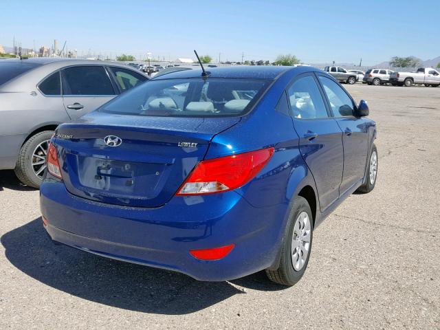 KMHCT4AE5GU054060 - 2016 HYUNDAI ACCENT SE BLUE photo 4