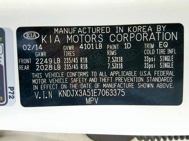 KNDJX3A51E7063375 - 2014 KIA SOUL ! Ağ foto 10