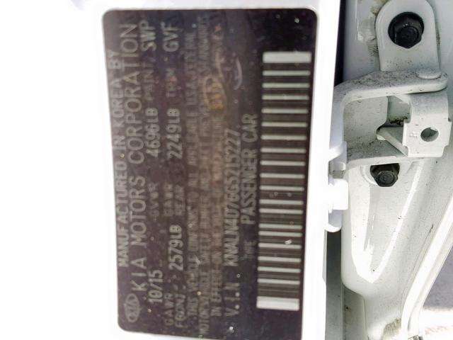 KNALN4D76G5215227 - 2016 KIA CADENZA LU WHITE photo 10