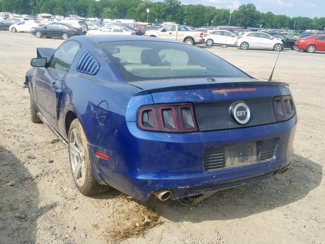 1ZVBP8CFXE5203097 - 2014 FORD MUSTANG GT BLUE photo 3