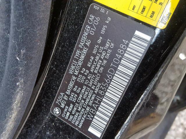 WBAHL83566DT04884 - 2006 BMW 750 I BLACK photo 10