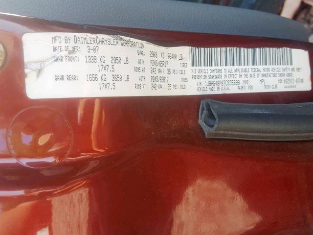 1J8HG48P87C635699 - 2007 JEEP COMMANDER RED photo 10