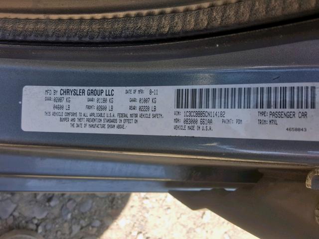 1C3CCBBB5CN114182 - 2012 CHRYSLER 200 TOURIN GRAY photo 10