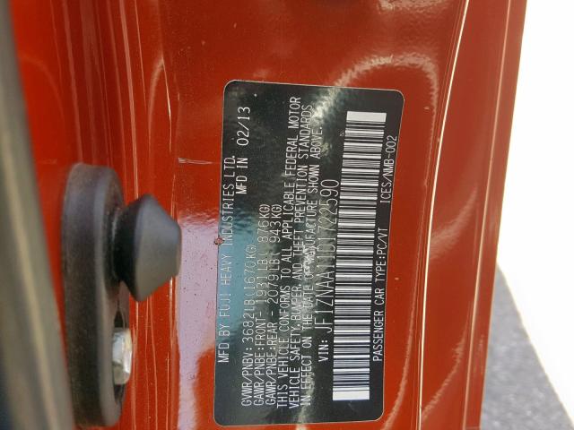 JF1ZNAA11D1722590 - 2013 TOYOTA SCION FR-S ORANGE photo 10