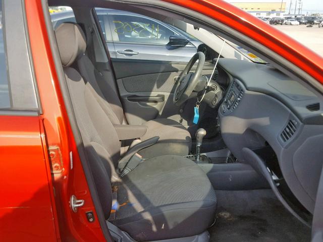 KNADH4A34A6661214 - 2010 KIA RIO LX ORANGE photo 5