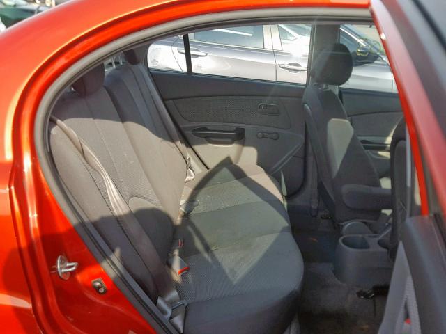 KNADH4A34A6661214 - 2010 KIA RIO LX ORANGE photo 6