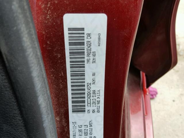 1C3CCCAG9GN145752 - 2016 CHRYSLER 200 LIMITE RED photo 10