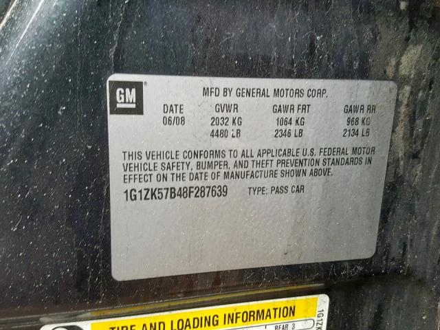 1G1ZK57B48F287639 - 2008 CHEVROLET MALIBU LTZ 黑色 照片 10