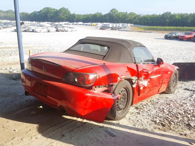 JHMAP11412T004291 - 2002 HONDA S2000 RED photo 4