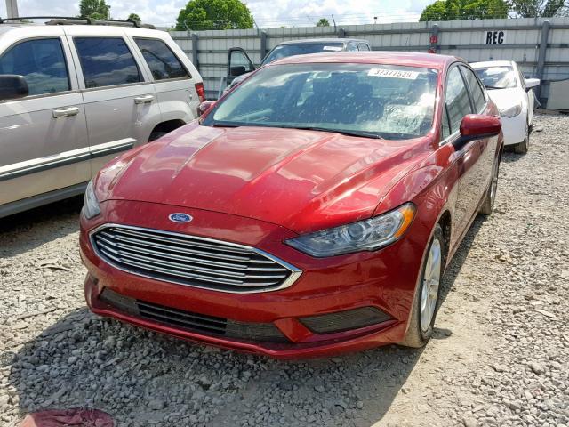 3FA6P0LU1JR172694 - 2018 FORD FUSION SE RED photo 2