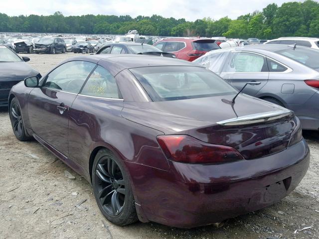 JNKCV66E99M723371 - 2009 INFINITI G37 BASE MAROON photo 3