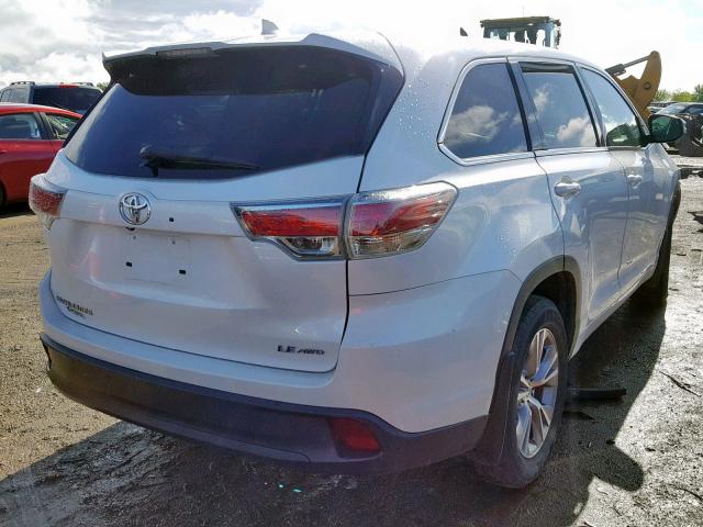 5TDBKRFH6FS177128 - 2015 TOYOTA HIGHLANDER WHITE photo 4