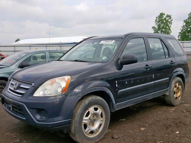 JHLRD78565C051449 - 2005 HONDA CR-V LX BLACK photo 2