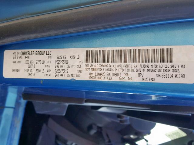 1J4AA2D13AL108641 - 2010 JEEP WRANGLER S ლურჯი ფოტო 10