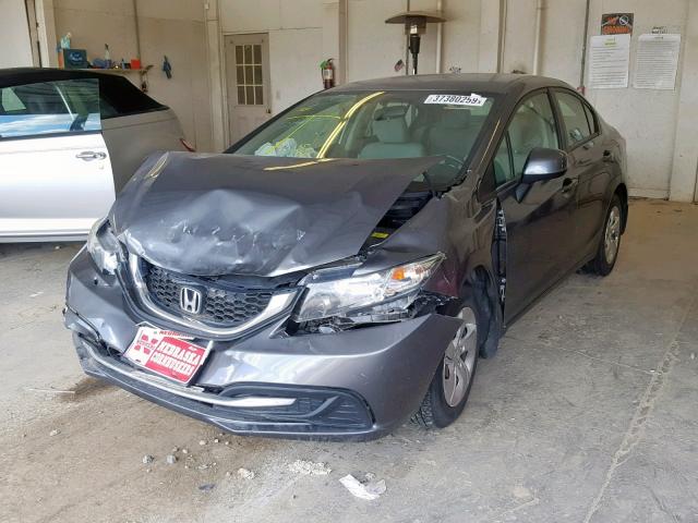 19XFB2F57DE049664 - 2013 HONDA CIVIC LX GRAY photo 2