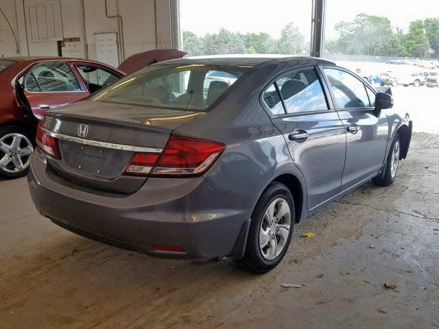 19XFB2F57DE049664 - 2013 HONDA CIVIC LX GRAY photo 4