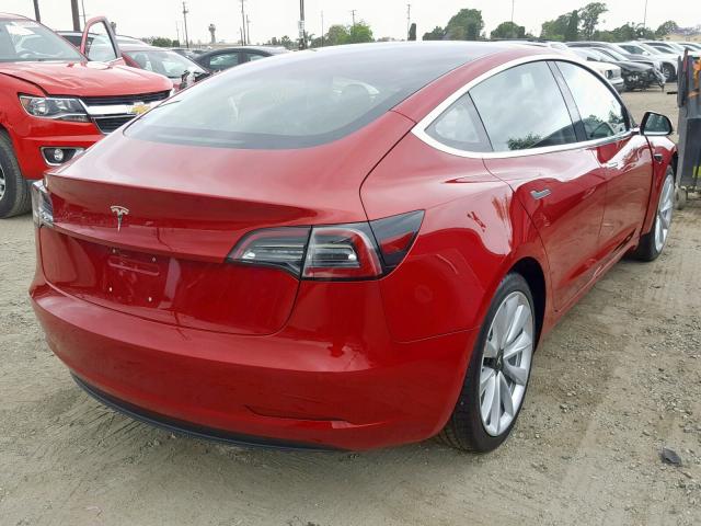 5YJ3E1EB2JF065630 - 2018 TESLA MODEL 3 RED photo 4