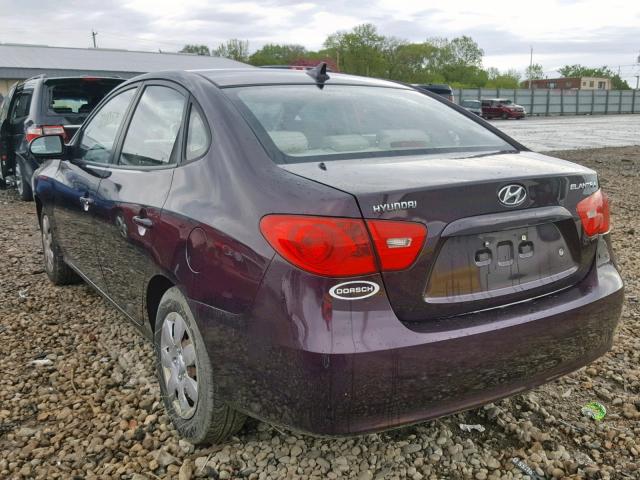 KMHDU46D39U669436 - 2009 HYUNDAI ELANTRA GL PURPLE photo 3