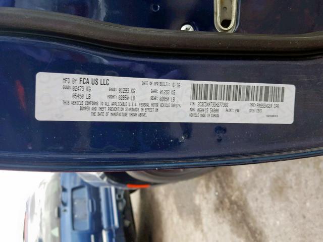2C3CDXAT3GH277366 - 2016 DODGE CHARGER PO BLUE photo 10
