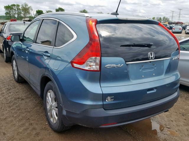 2HKRM4H71EH641494 - 2014 HONDA CR-V EXL GREEN photo 3