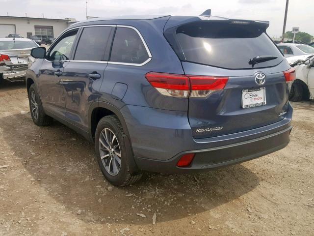 5TDJZRFH5KS979588 - 2019 TOYOTA HIGHLANDER BLUE photo 3