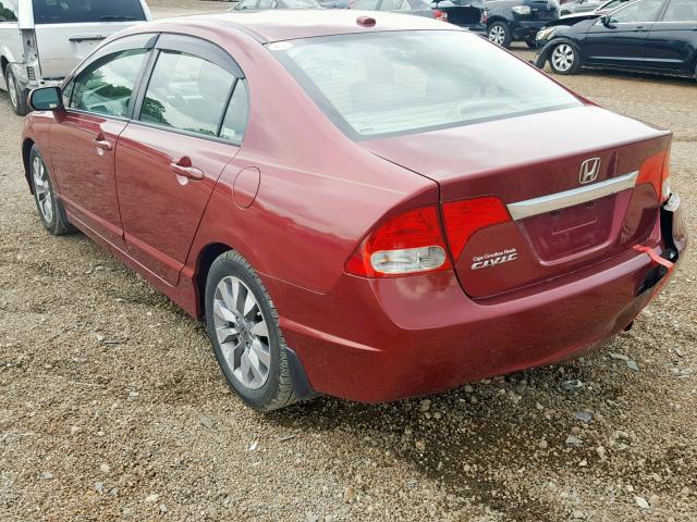 1HGFA16969L006756 - 2009 HONDA CIVIC EXL 勃艮第红 照片 3