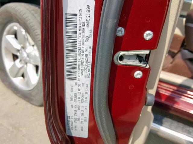 1C6RR6LG5HS513065 - 2017 RAM 1500 SLT RED photo 10