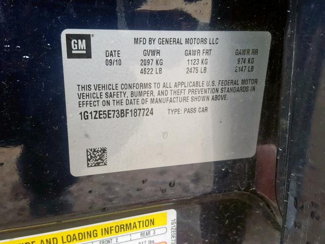 1G1ZE5E73BF187724 - 2011 CHEVROLET MALIBU LTZ 蓝色 照片 10