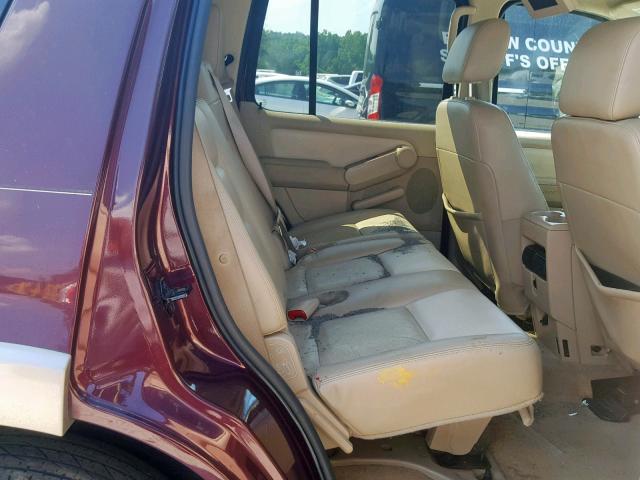 1FMEU74876UB20961 - 2006 FORD EXPLORER E MAROON photo 6