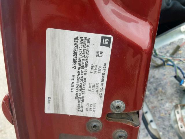 1G2WK52J82F288572 - 2002 PONTIAC GRAND PRIX 红色 照片 10