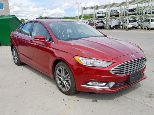 3FA6P0HD5HR354028 - 2017 FORD FUSION SE RED photo 1