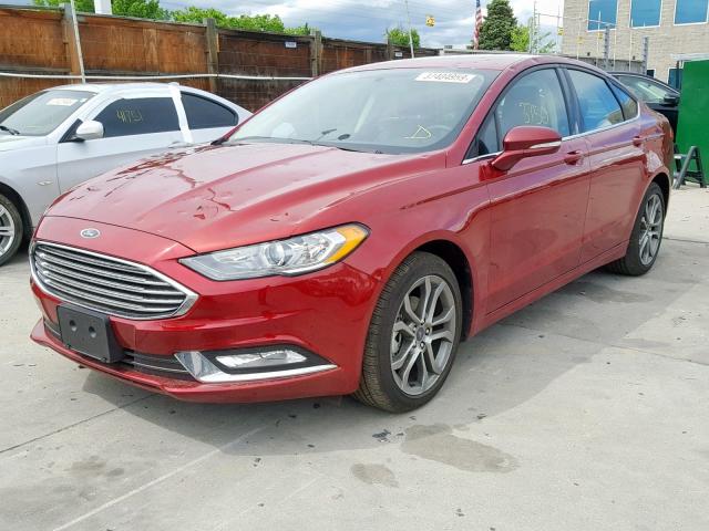 3FA6P0HD5HR354028 - 2017 FORD FUSION SE RED photo 2