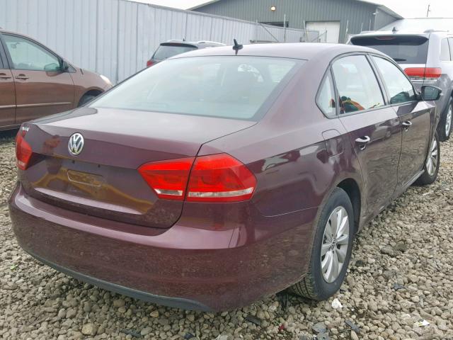 1VWAP7A39CC079587 - 2012 VOLKSWAGEN PASSAT S BURGUNDY photo 4