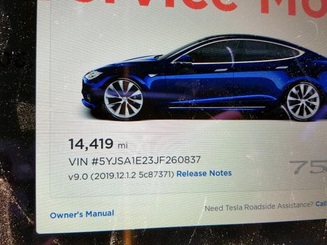 5YJSA1E23JF260837 - 2018 TESLA MODEL S أزرق صورة 10