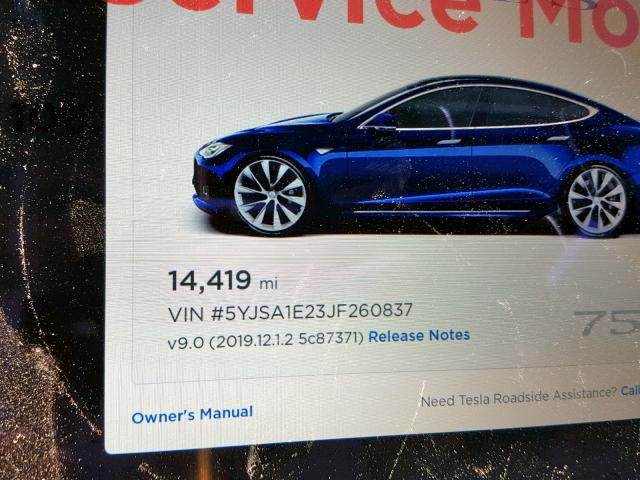 5YJSA1E23JF260837 - 2018 TESLA MODEL S أزرق صورة 8