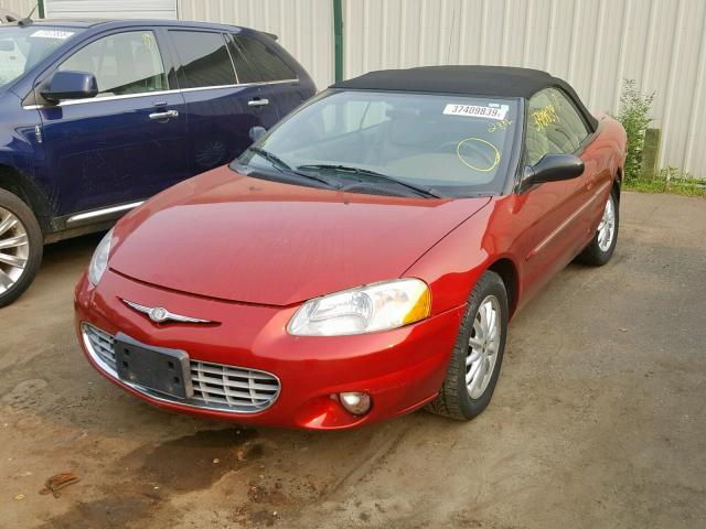 1C3EL55RX2N322821 - 2002 CHRYSLER SEBRING LX RED photo 2