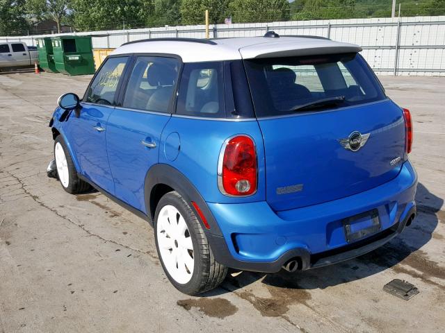 WMWZC3C57DWP22377 - 2013 MINI COOPER S C BLUE photo 3