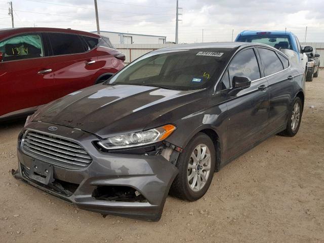 3FA6P0G76FR125009 - 2015 FORD FUSION S GRAY photo 2