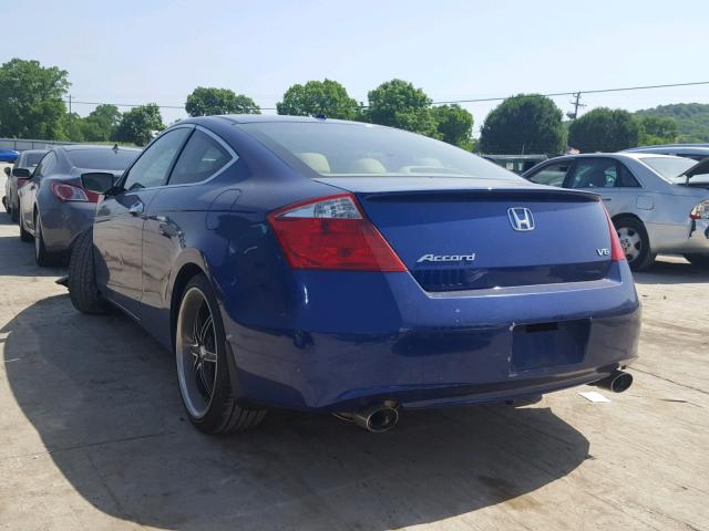 1HGCS22879A003928 - 2009 HONDA ACCORD EXL BLUE photo 3