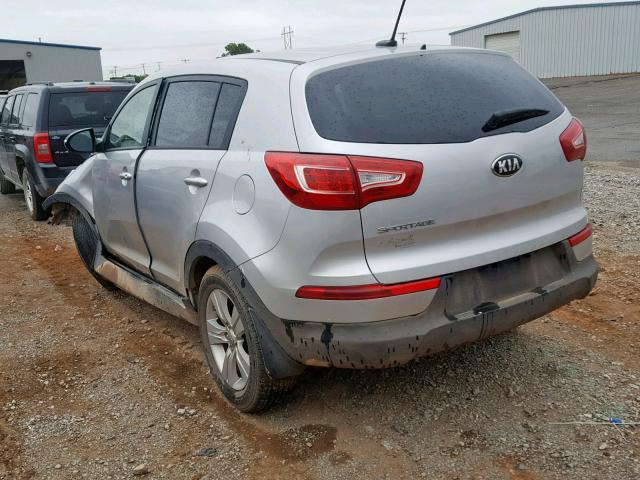 KNDPB3A22D7496331 - 2013 KIA SPORTAGE B SILVER photo 3