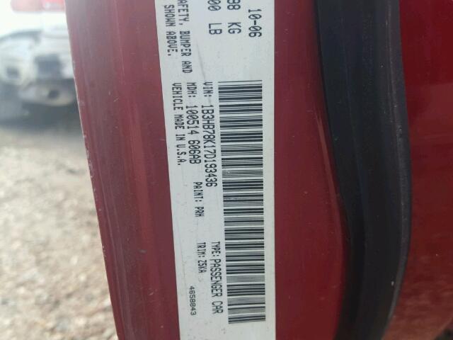 1B3HB78K17D193436 - 2007 DODGE CALIBER R/ RED photo 10