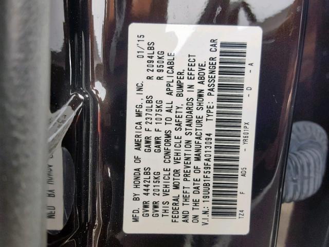 19UUB1F59FA013094 - 2015 ACURA TLX TECH BROWN photo 10