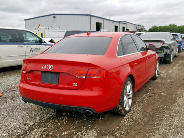 WAUMK78K69N000401 - 2009 AUDI A4 PRESTIG RED photo 4