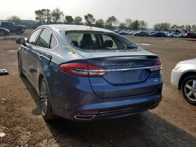 3FA6P0D90JR206800 - 2018 FORD FUSION TIT BLUE photo 3