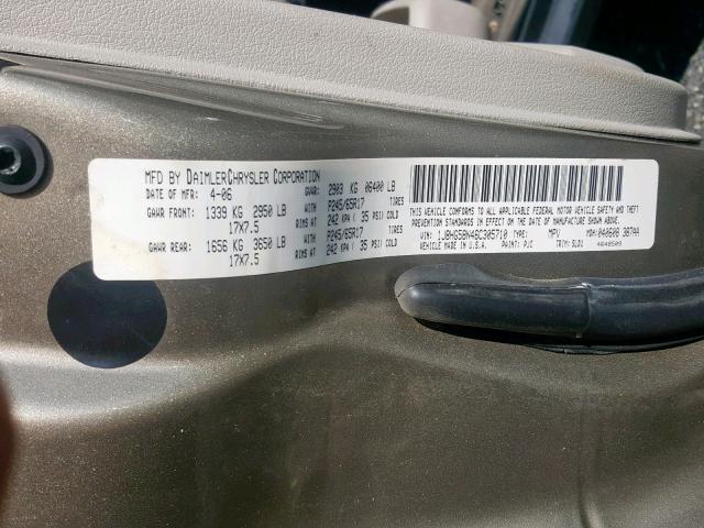 1J8HG58N46C305710 - 2006 JEEP COMMANDER 金色 照片 10