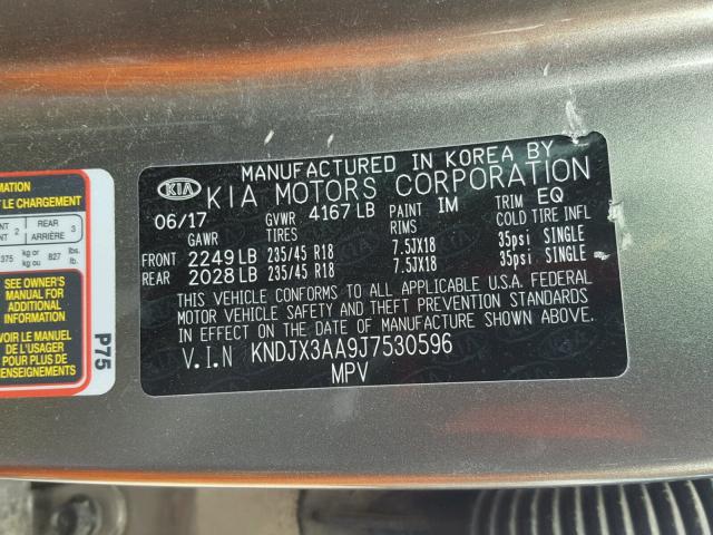 KNDJX3AA9J7530596 - 2018 KIA SOUL ! Boz foto 10