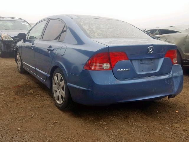 2HGFA16598H511974 - 2008 HONDA CIVIC LX BLUE photo 3