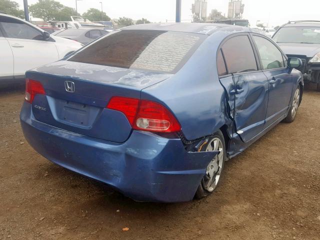 2HGFA16598H511974 - 2008 HONDA CIVIC LX BLUE photo 4