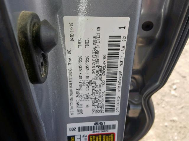 5TFCZ5AN7KX179108 - 2019 TOYOTA TACOMA DOU SILVER photo 10