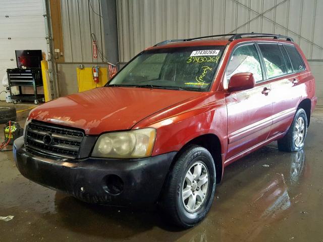 JTEHF21A330150477 - 2003 TOYOTA HIGHLANDER MAROON photo 2